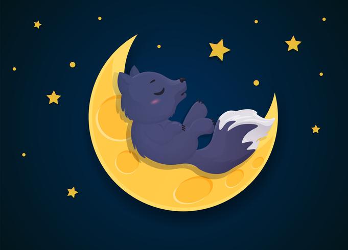 Werewolf cartoon on a full moon night. vector