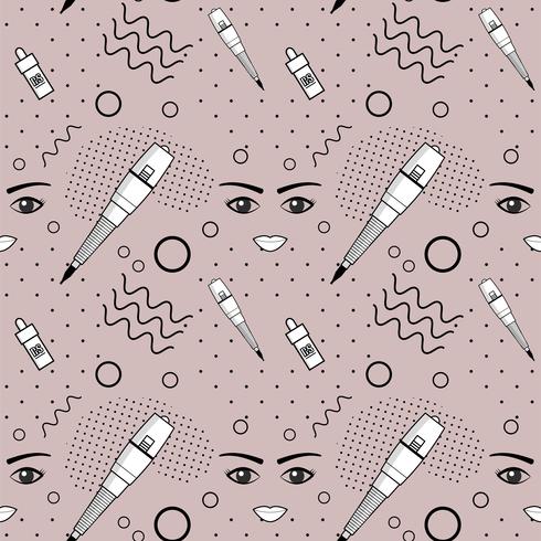 Seamless pattern of equipment for permanent make-up vector