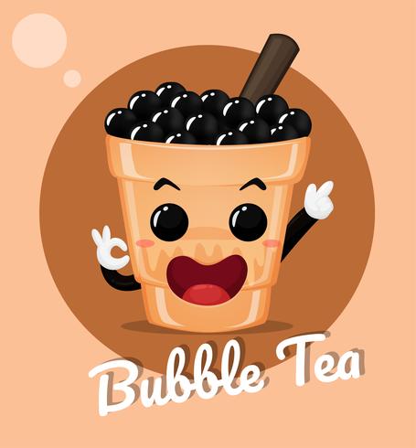 Té con leche con leche de burbujas vector