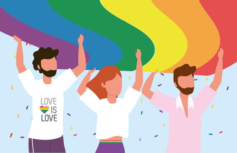 Comunidad LGBT unida a la libertad y orgullosa vector