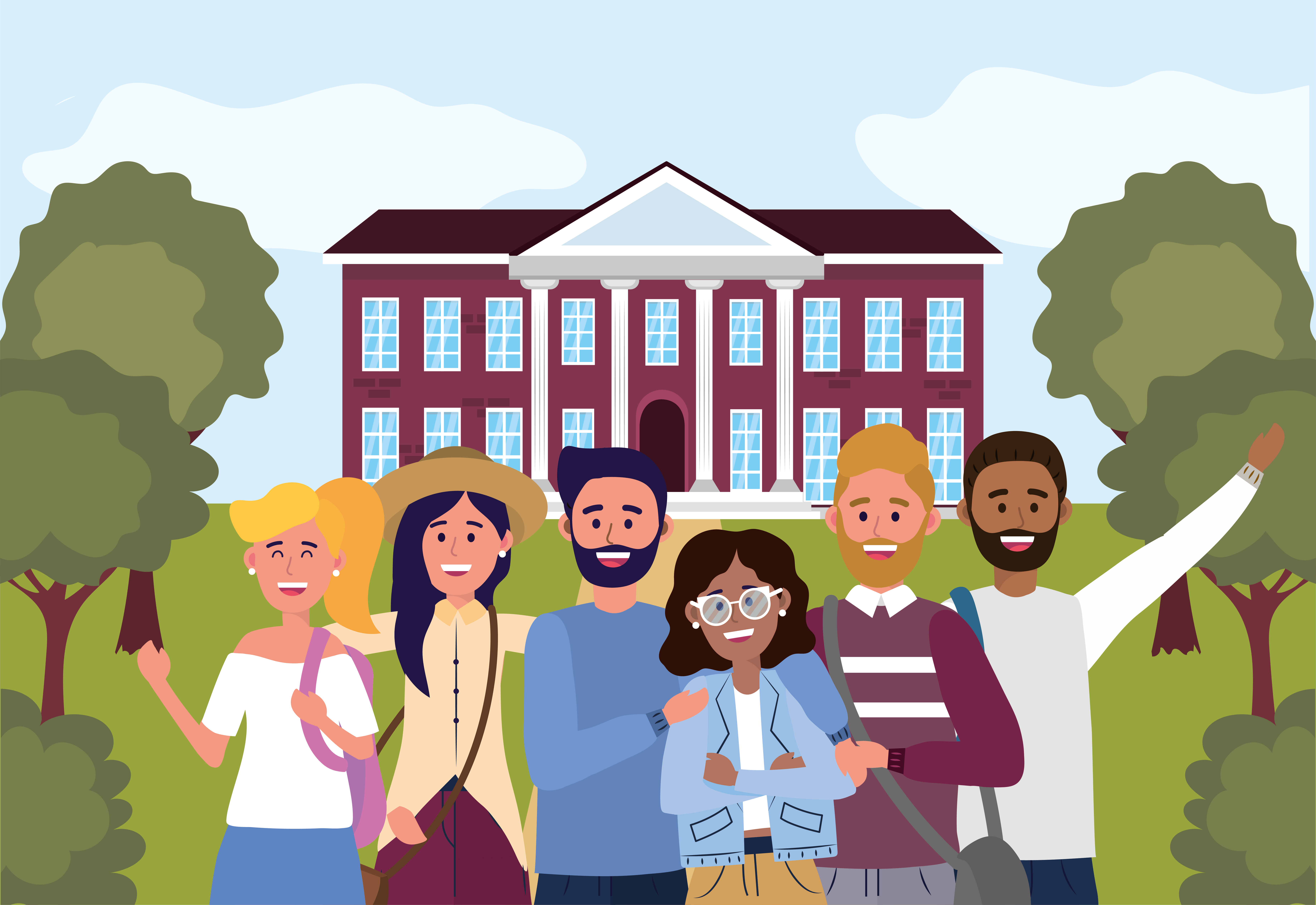 Download College Students in Front of University Ready to Learn - Download Free Vectors, Clipart Graphics ...