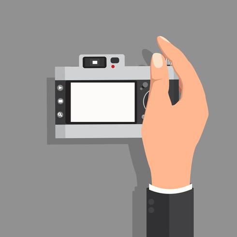 hand hold with camera vintage vector