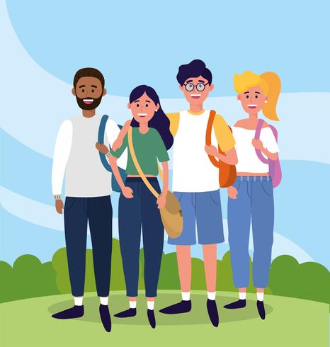 University Friends in Casual Clothes vector