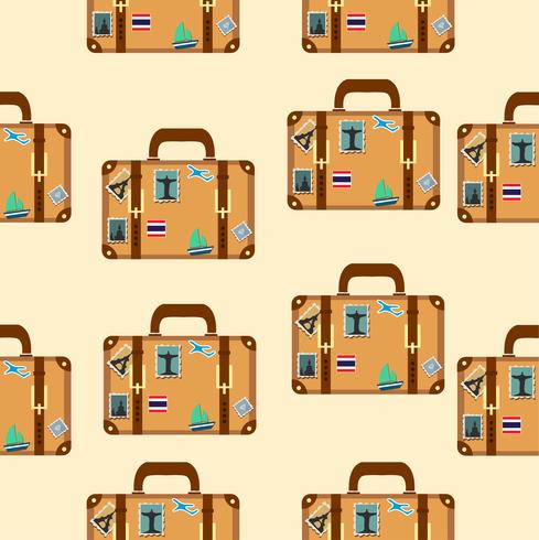 suitcase with stickers pattern vector