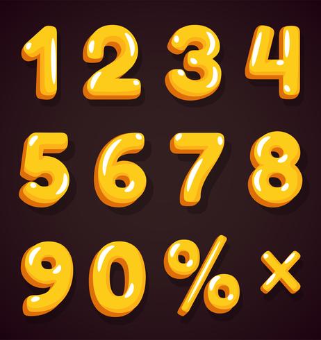 Golden cartoon numbers vector