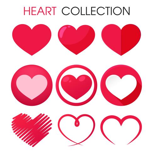 Red heart icon set  vector