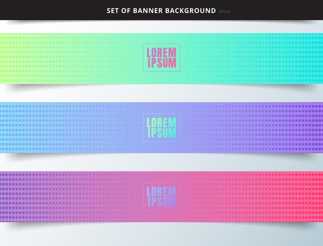 Set of halftone gradient banners with vibrant color and texture vector
