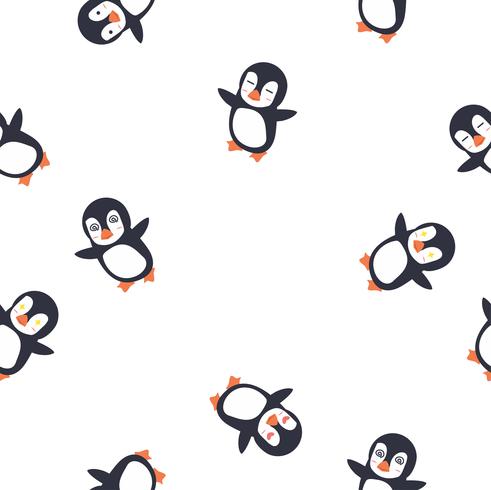 pingüino emoción cara de patrones sin fisuras vector