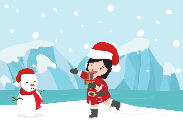 Santa Claus girl wiht Winter North pole Arctic vector