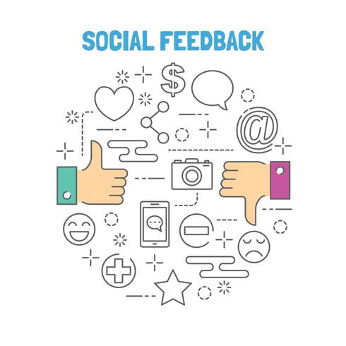 thumb up and thumb down outline vector with social application icons