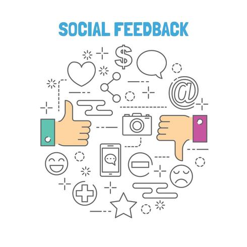 thumb up and thumb down outline vector with social application icons