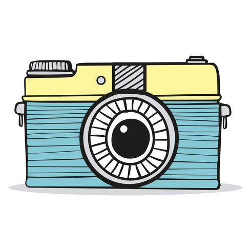 Retro camera doodle hand-drawn  vector