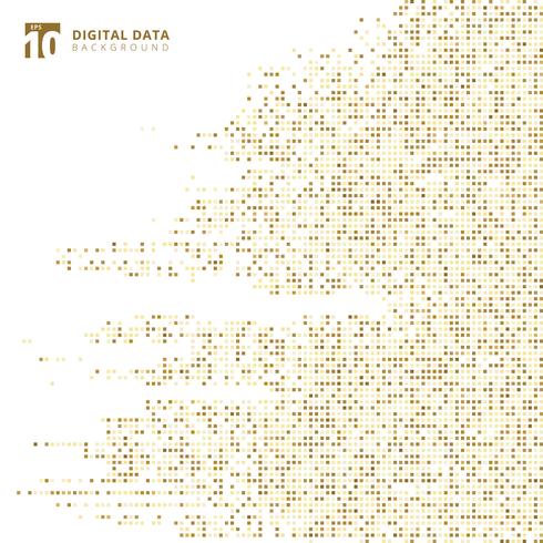 Abstract technology digital data square gold pattern pixel background  vector