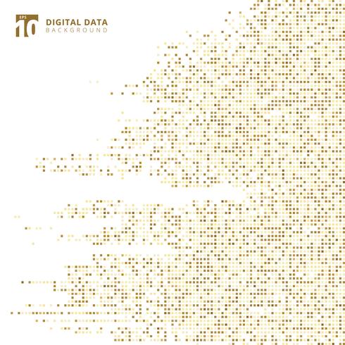 Abstract technology digital data square gold pattern pixel background  vector