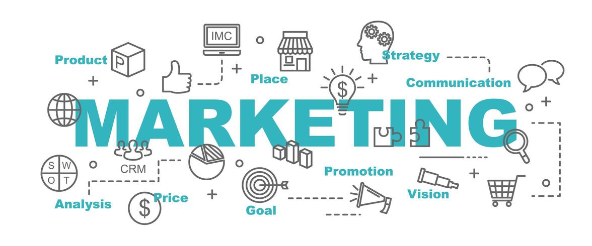marketing vector banner with business icons
