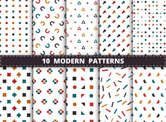 Colorful style modern geometric pattern background set vector