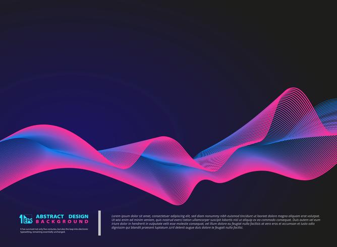 Abstract color wavy lines on dark blue background vector