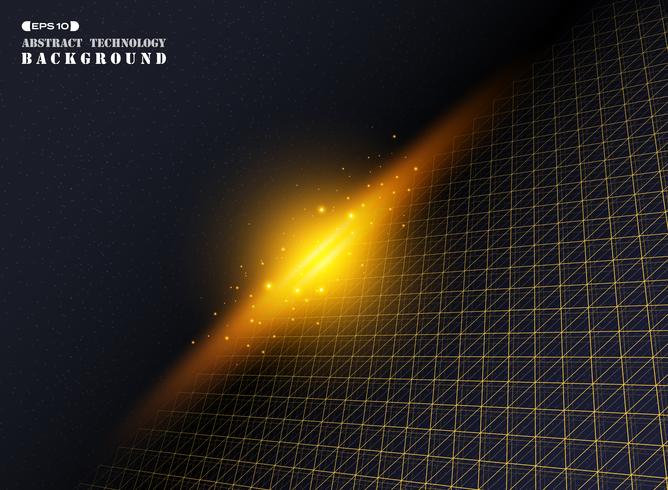 Gold geometric triangle stripe line pattern on dark blue universe background vector