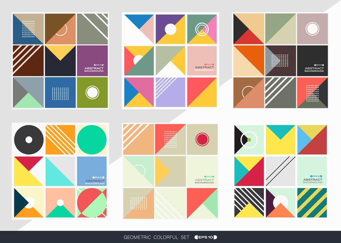 Geometric pattern background set in square shape. vector