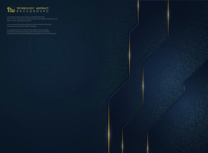 Gradient blue technology background with gold glitter vector