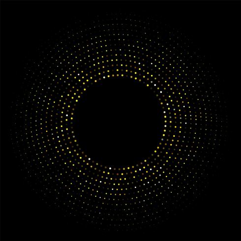 Abstract Golden circular frame with sparkling light on a modern black background vector