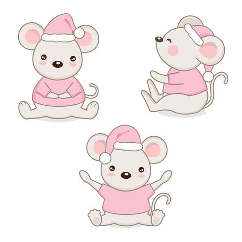 Set of little cartoon mice vector