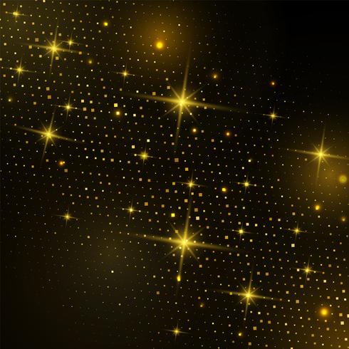 Abstract Gold square Halftone with glittering light on a modern black background vector