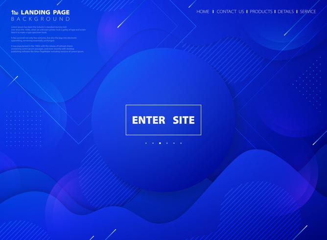 Blue vivid color technology web landing page vector