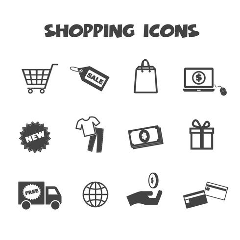 símbolo de los iconos de compras vector