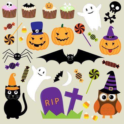 Vector set of Halloween elements