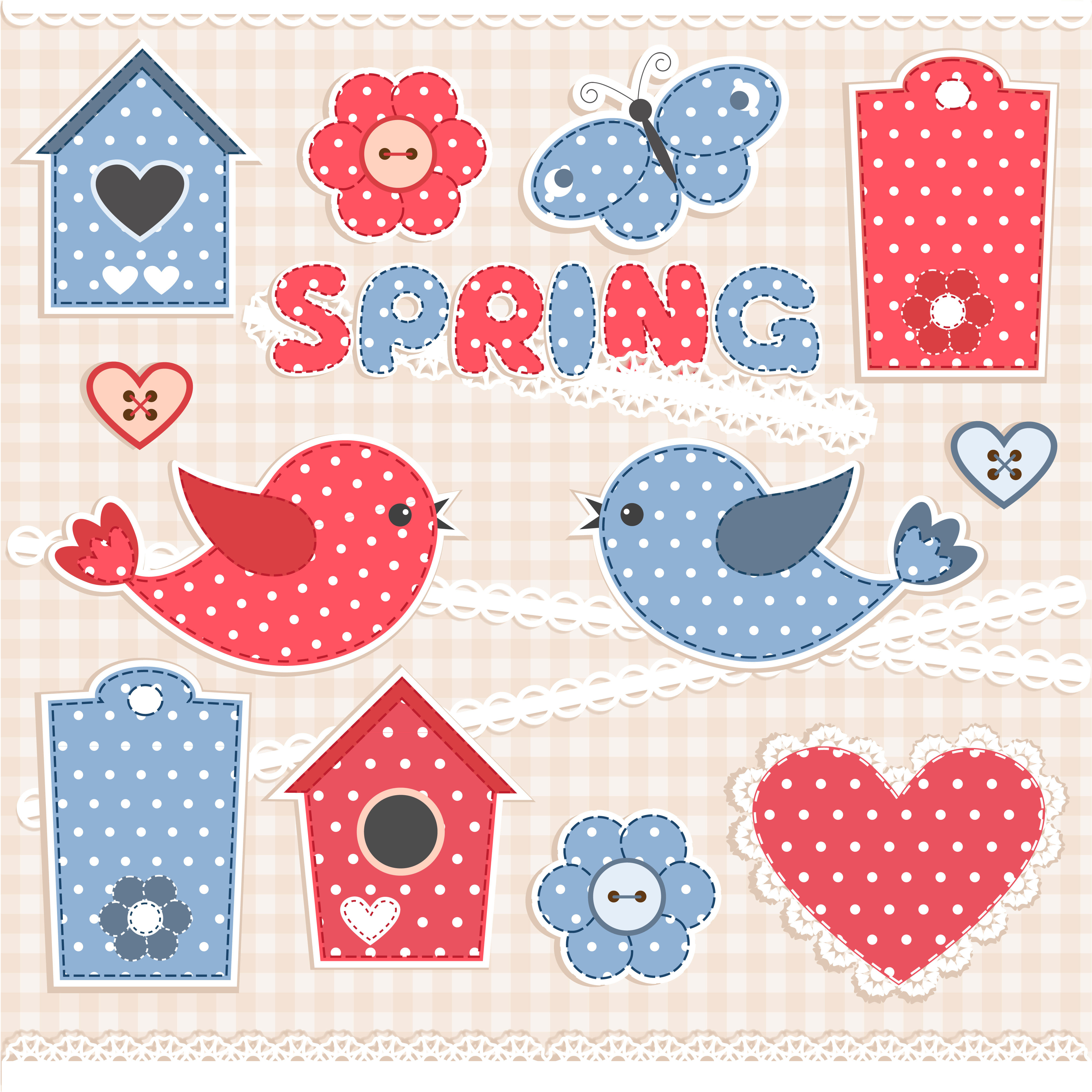Spring Scrap Spring, scrapbook elements 673032 Vector Art at Vecteezy