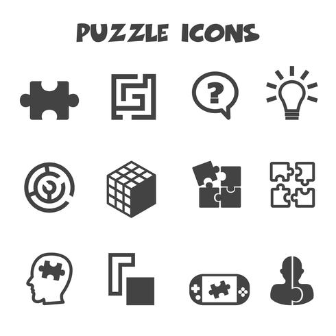 puzzle icons symbol vector