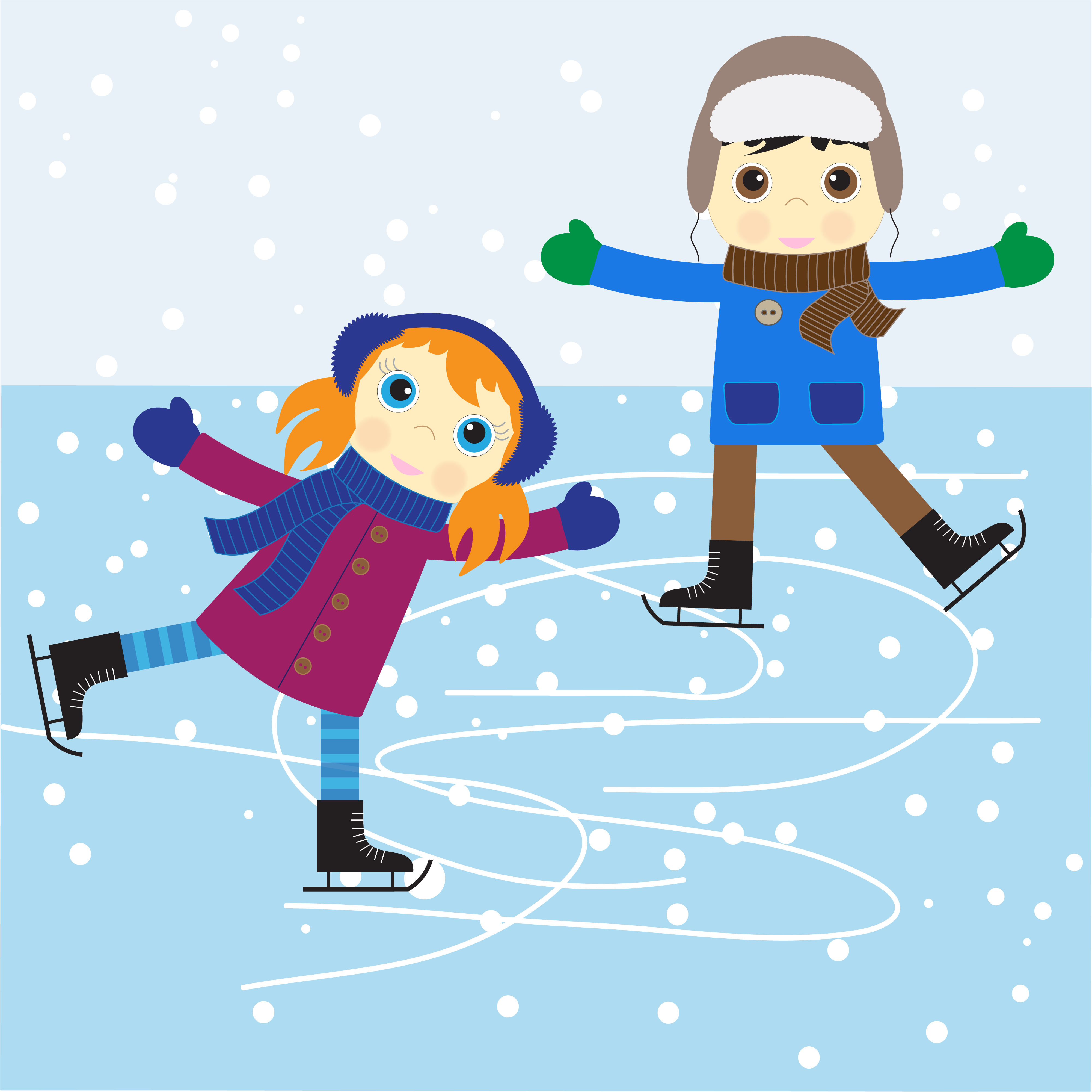 Ice Skating Cartoon ~ Ice Skating Boy And Girl 673062 Vector Art At ...