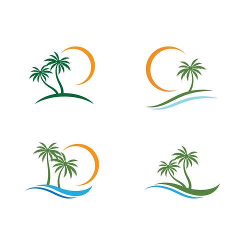 Conjunto de logotipo de verano de palmera vector