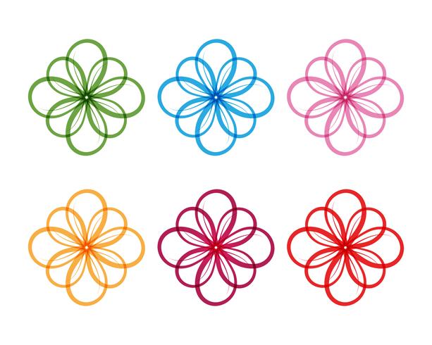 Patrones florales logo y símbolos sobre un fondo blanco. vector