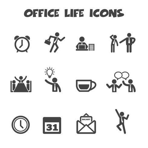 iconos de la vida de oficina vector