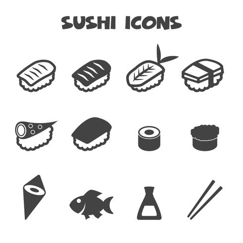 símbolo de los iconos de sushi vector