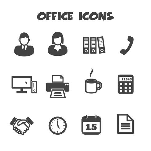 símbolo de los iconos de oficina vector