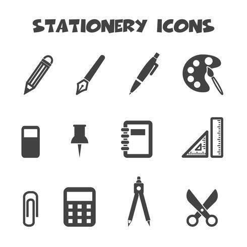 stationery icons symbol vector