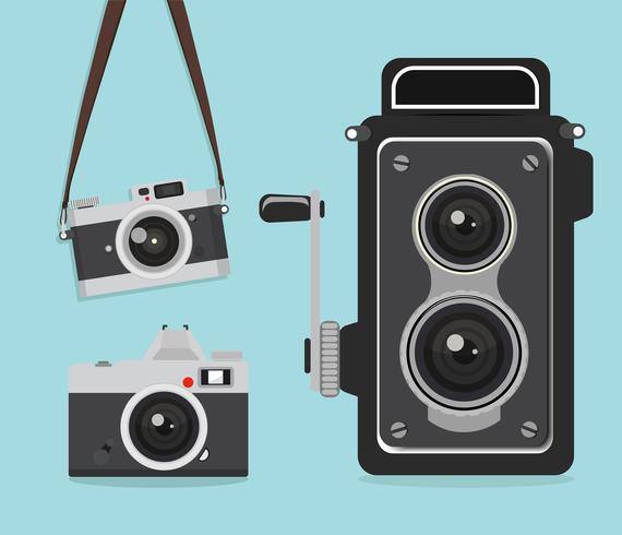 set retro camera vector