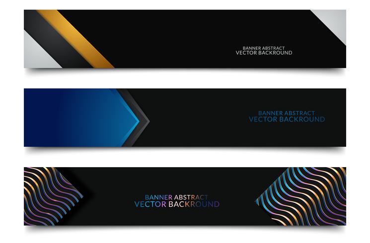 Design of black horizontal web banners vector