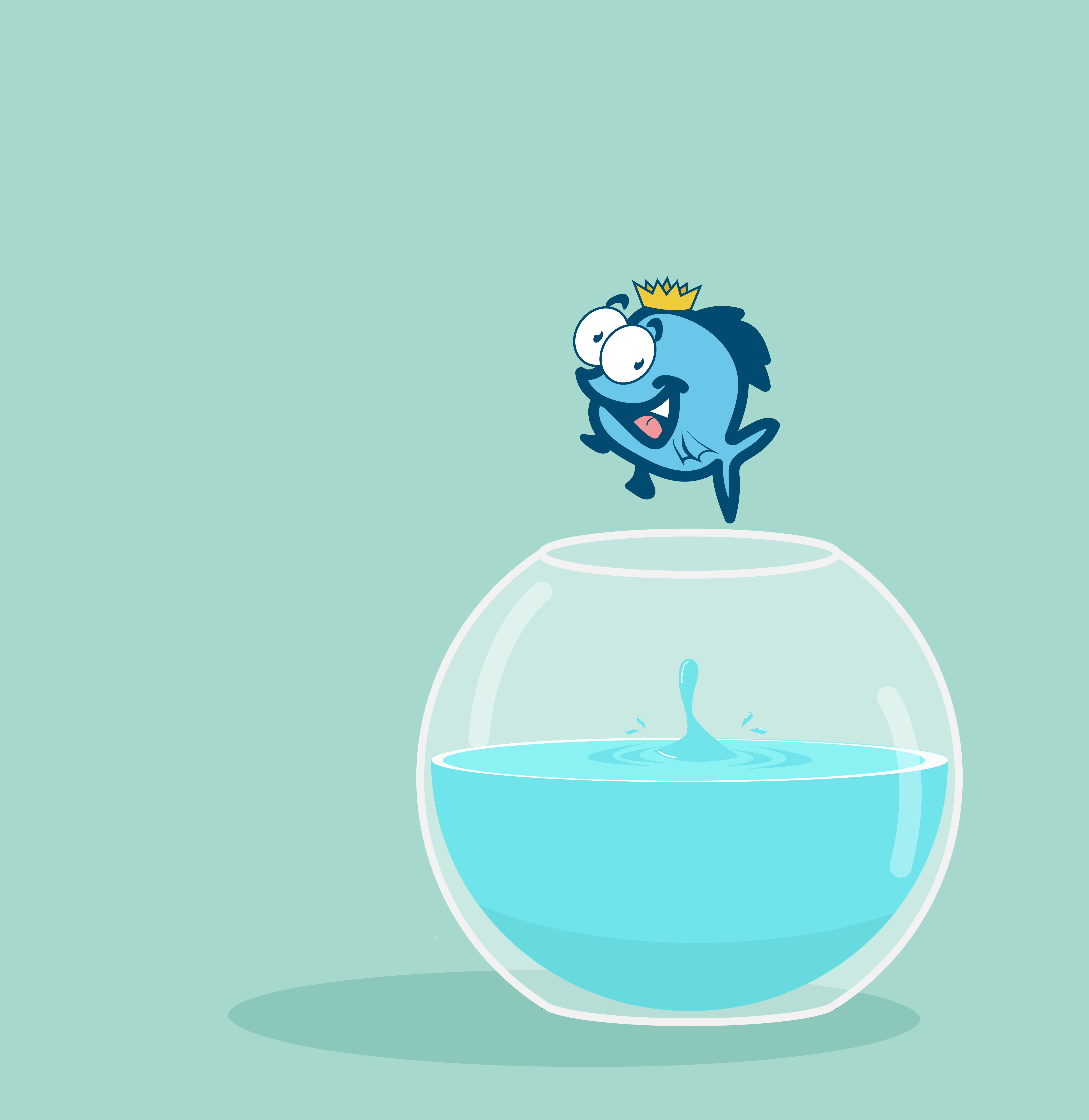 Download king fish jumping out of fishbowl - Download Free Vectors ...