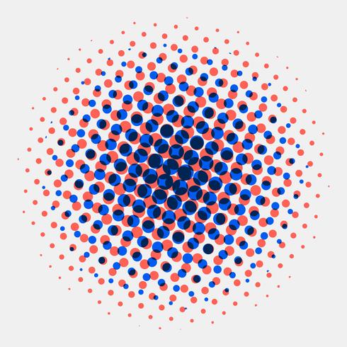 Fondo de círculos de semitono manchado radial abstracto vector