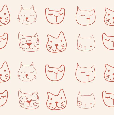 patrón de caras de gato vector