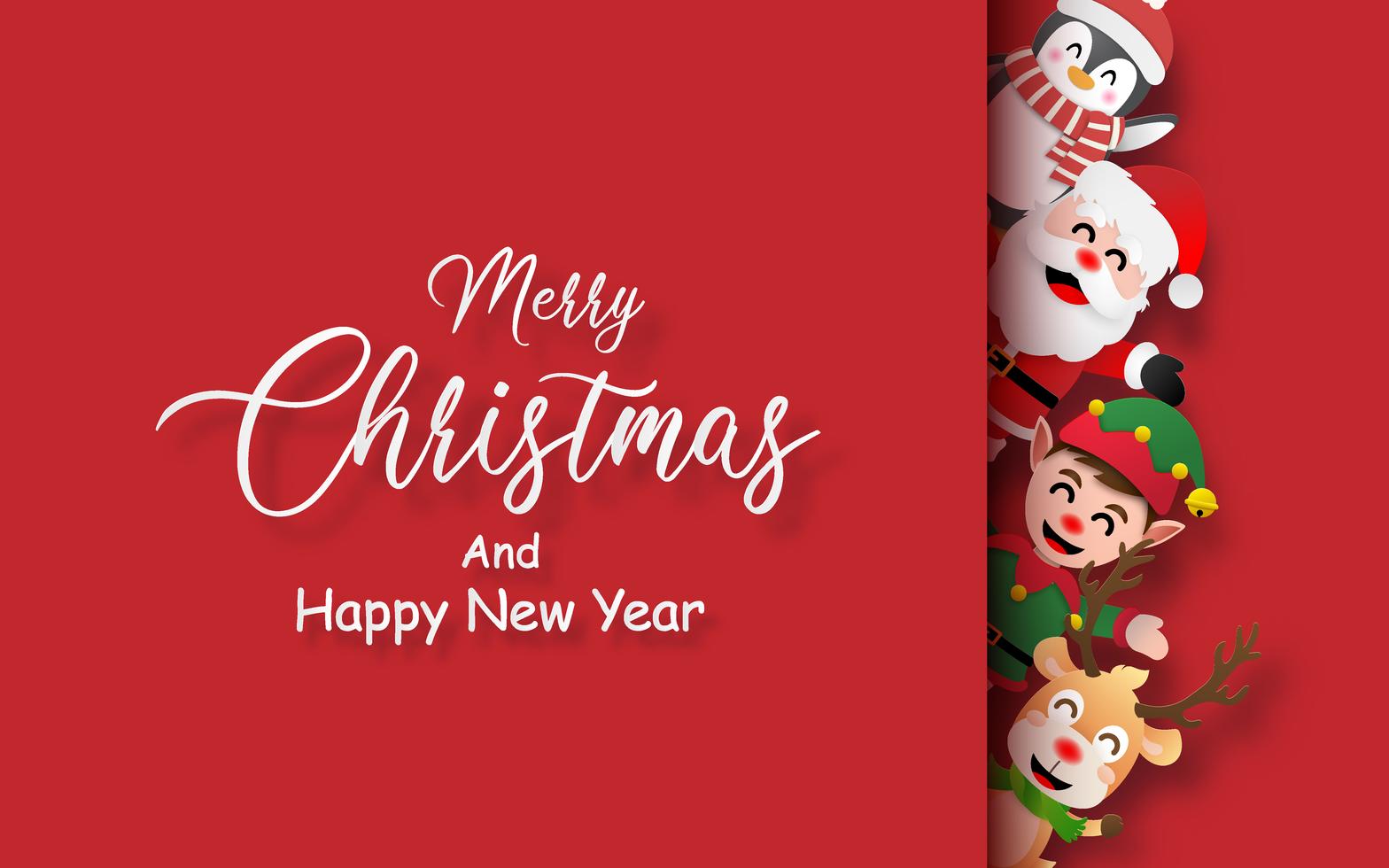 Merry Christmas And Happy New Year Card 673395 Vector Art At Vecteezy