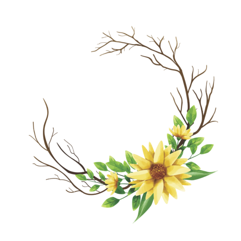 yellow bouquets and watercolor style leaves vector