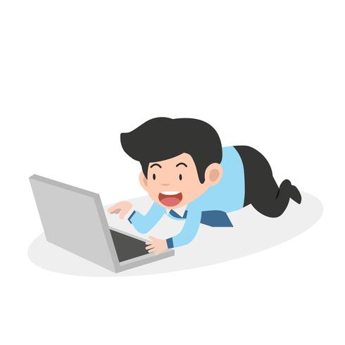 businessman working on laptop computer vector