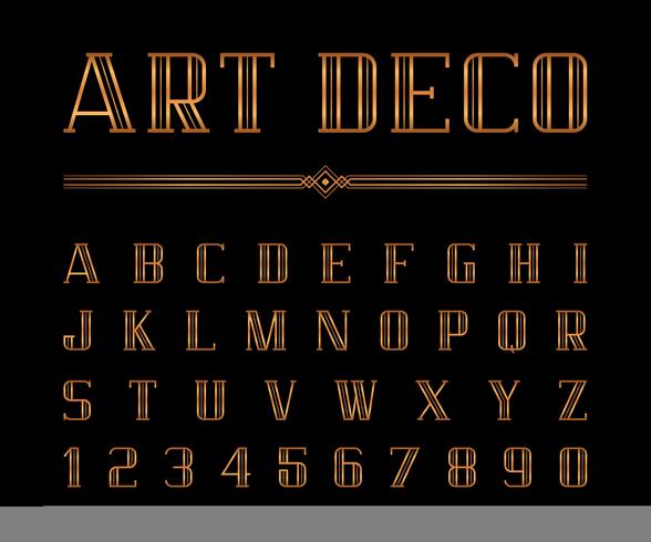 Art Deco font and alphabet vector