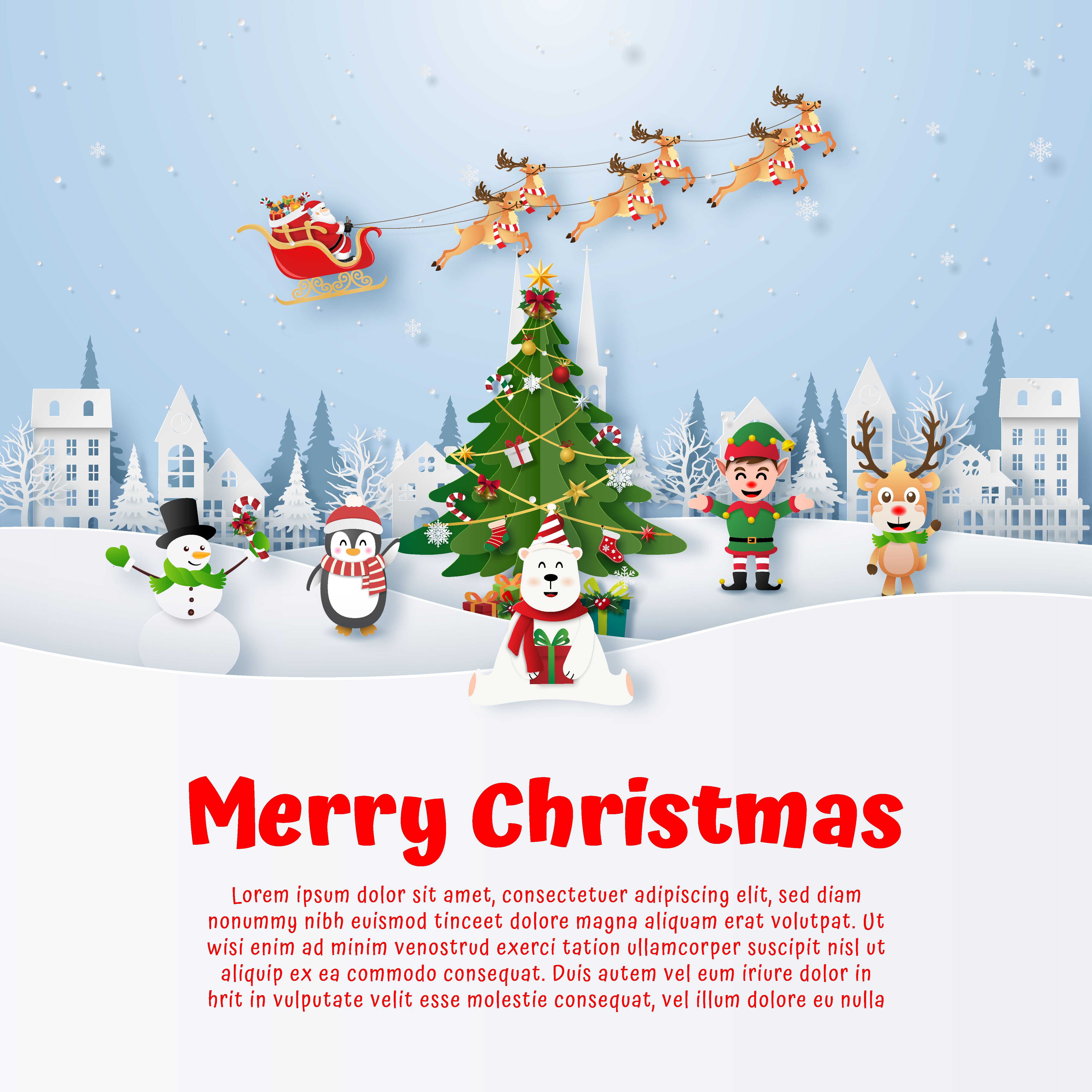 Christmas Postcard Copy Space With Christmas Cartoon Character Download Free Vectors Clipart Graphics Vector Art