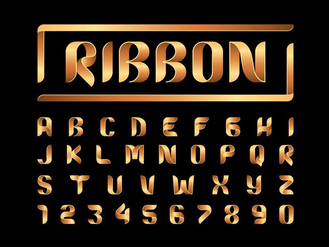 Ribbons Alphabet Letters and numbers vector